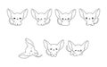 Collection of Vector Cartoon Sphynx Kitty Coloring Page. Set of Kawaii Isolated Baby Pets Outline for Stickers, Baby