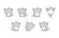 Collection of Vector Cartoon Wolf Art. Set of Kawaii Isolated Animal Illustrations for Prints for Clothes, Stickers