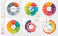 Collection of 6 vector circle chart templates 6 options.