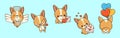 Collection of Vector Corgi Dog Art. Set of Isolated Puppy Clipart Illustration. Cute Vector Animals Royalty Free Stock Photo