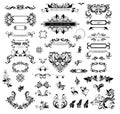 Collection of vector decorative vintage floral black frames and headers for design Royalty Free Stock Photo