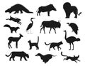 Collection Vector Detailed Silhouettes Forest Animals Royalty Free Stock Photo