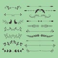 Collection of vector dividers calligraphic style vintage border frame design decorative illustration element. Royalty Free Stock Photo