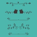Collection of vector dividers calligraphic style vintage border frame design decorative illustration element. Royalty Free Stock Photo