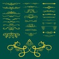 Collection of vector dividers calligraphic style vintage border frame design decorative illustration. Royalty Free Stock Photo