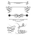 Collection of vector dividers calligraphic style vintage border frame design decorative illustration. Royalty Free Stock Photo