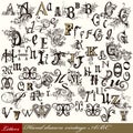 Collection of vector English ABC in vintage style with swirls Royalty Free Stock Photo