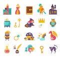 Collection of vector fairy tale elements, icons