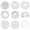 Collection of Vector Firework Rocket Explosion Sparks Set