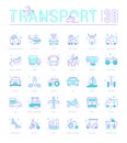 Set Blue Line Icons of Means of Transport. Royalty Free Stock Photo