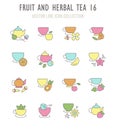 Set of Retro Icons of Fruit and Herbal Tea.