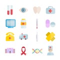 Collection of vector flat medical icons