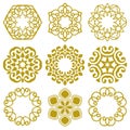 Collection of elegant floral golden oriental ornaments