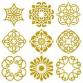 Set of floral golden oriental ornaments Royalty Free Stock Photo