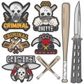 Collection of vector gang and criminal badges