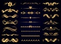 Collection of vector gold vintage decorative elements for page decoration Royalty Free Stock Photo