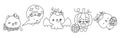 Collection of Vector Halloween Hamster Outline. Set of Isolated Halloween Animal Coloring Page