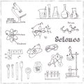 Collection of Vector hand drawn doodle science lab objects.