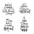 Collection of vector handwritten Advent calligraphic lettering text in German for example \