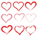 Srdce srdce vektor sada Valentínsky tvar svadba skica vypracované vektory kefa načrtnúť ikony atrament 