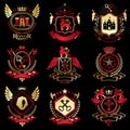 Collection of vector heraldic decorative coat of arms isolated o