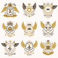 Collection of vector heraldic decorative coat of arms isolated o