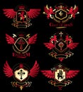 Collection of vector heraldic decorative coat of arms isolated o