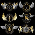 Collection of vector heraldic decorative coat of arms isolated o Royalty Free Stock Photo