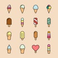 Collection of 16 vector ice creams.