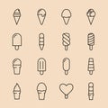 Collection of 16 vector ice creams.