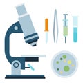 Collection vector icons laboratory instruments in flat style.