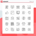 Collection of 25 Vector Icons in Line style. Modern Outline Symbols for Web and Mobile. Line Icon Sign Isolated on White