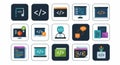 Coding and Programming Icons Set with Development and Technology Symbols Royalty Free Stock Photo