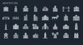 A collection of vector icons representing various architectural styles and structures on Royalty Free Stock Photo