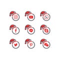 Collection of vector icons for social media icons, popular Christmas and New Year themes Royalty Free Stock Photo