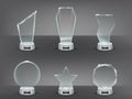 Collection vector illustration of modern glass trophies, prizes