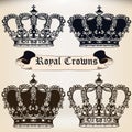 Collection of vector king heraldic crowns Royalty Free Stock Photo