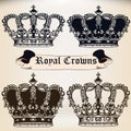 Collection of vector king heraldic crowns