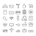 Set of vector line hotel icons for web design and decoration