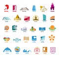 Collection of vector logos buildings for leisure tourism