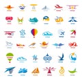 Collection of vector logos flights Royalty Free Stock Photo