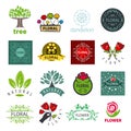 Collection of vector logos of flower and vegetable