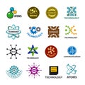 Collection of vector logos technology and atoms Royalty Free Stock Photo