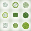 Collection of vector microchip designs, cpu. Information communication technology elements, green circuit boards in the shape Royalty Free Stock Photo