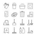 Set of vector outline cleaning icons for web design