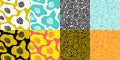 Collection of vector patterns of large and small flowers on different backgrounds. Seamless design Royalty Free Stock Photo