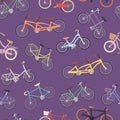 Collection of vector realistic bicycles vintage style old bike seamless pattern background transport illustration Royalty Free Stock Photo