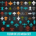Collection of vector royal fleur de lis for design Royalty Free Stock Photo