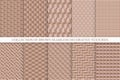 Collection of vector seamless brown decorative textures. Geometric repeatable backgrounds. Elegant tile endless 3d