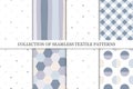 Collection of vector seamless delicate colorful patterns. Trendy elegant design. Simple fabric backgrounds, endless